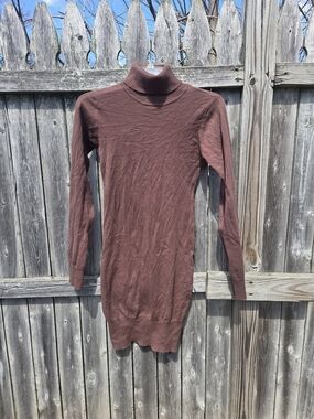 American Attitudes Brown Turtleneck Sweater Dress